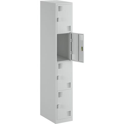 4er-Schließfachschrank Alvina, 1 Abteil, lichtgrau, Breite 300 mm, Drehriegel eurokraft basic 4er-Schließfachschrank Alvina, 1 Abteil, lichtgrau, Breite 300 mm, Drehriegel eurokraft basic