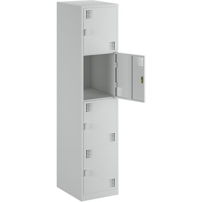 4er-Schließfachschrank Alvina, 1 Abteil, lichtgrau, Breite 400 mm, Drehriegel eurokraft basic 4er-Schließfachschrank Alvina, 1 Abteil, lichtgrau, Breite 400 mm, Drehriegel eurokraft basic