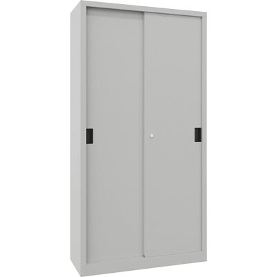 Schiebetürenschrank, Höhe 1950 mm, Vollblechtüren, BxT 1000 x 400 mm, mit 4 Fachböden, Tür lichtgrau Pavoy Schiebetürenschrank, Höhe 1950 mm, Vollblechtüren, BxT 1000 x 400 mm, mit 4 Fachböden, Tür lichtgrau Pavoy