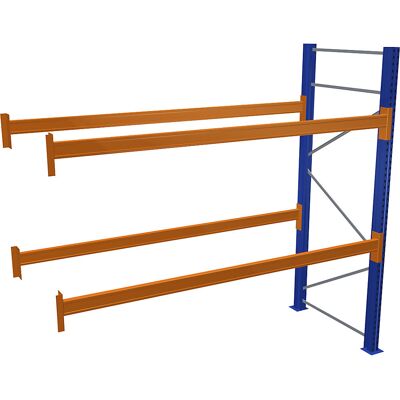 Palettenregal, blau/orange, HxBxT 2500 x 2700 x 1100 mm, Fachlast 1545 kg, Anbauregal SCHULTE Palettenregal, blau/orange, HxBxT 2500 x 2700 x 1100 mm, Fachlast 1545 kg, Anbauregal SCHULTE
