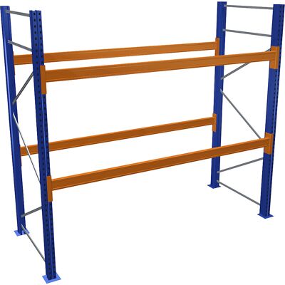 Palettenregal, blau/orange, HxBxT 2500 x 2700 x 1100 mm, Fachlast 1545 kg, Grundregal SCHULTE Palettenregal, blau/orange, HxBxT 2500 x 2700 x 1100 mm, Fachlast 1545 kg, Grundregal SCHULTE