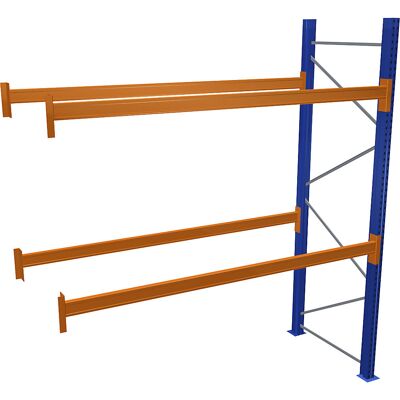 Palettenregal, blau/orange, HxBxT 3000 x 2700 x 1100 mm, Fachlast 1545 kg, Anbauregal SCHULTE Palettenregal, blau/orange, HxBxT 3000 x 2700 x 1100 mm, Fachlast 1545 kg, Anbauregal SCHULTE