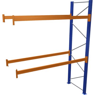 Palettenregal, blau/orange, HxBxT 3500 x 2700 x 1100 mm, Fachlast 1545 kg, Anbauregal SCHULTE Palettenregal, blau/orange, HxBxT 3500 x 2700 x 1100 mm, Fachlast 1545 kg, Anbauregal SCHULTE