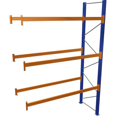 Palettenregal, blau/orange, HxBxT 4000 x 2700 x 1100 mm, Fachlast 1545 kg, Anbauregal SCHULTE Palettenregal, blau/orange, HxBxT 4000 x 2700 x 1100 mm, Fachlast 1545 kg, Anbauregal SCHULTE