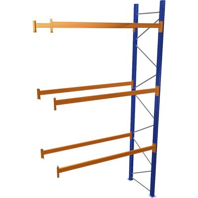 Palettenregal, blau/orange, HxBxT 5000 x 2700 x 1100 mm, Fachlast 1545 kg, Anbauregal SCHULTE Palettenregal, blau/orange, HxBxT 5000 x 2700 x 1100 mm, Fachlast 1545 kg, Anbauregal SCHULTE