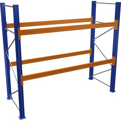 Palettenregal, blau/orange, HxBxT 2500 x 2700 x 1100 mm, Fachlast 2463 kg, Grundregal SCHULTE Palettenregal, blau/orange, HxBxT 2500 x 2700 x 1100 mm, Fachlast 2463 kg, Grundregal SCHULTE