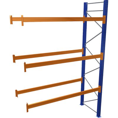 Palettenregal, blau/orange, HxBxT 4000 x 2700 x 1100 mm, Fachlast 2463 kg, Anbauregal SCHULTE Palettenregal, blau/orange, HxBxT 4000 x 2700 x 1100 mm, Fachlast 2463 kg, Anbauregal SCHULTE