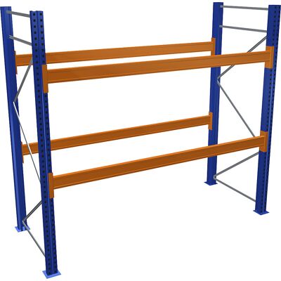 Palettenregal, blau/orange, HxBxT 2500 x 2700 x 1100 mm, Fachlast 3072 kg, Grundregal SCHULTE Palettenregal, blau/orange, HxBxT 2500 x 2700 x 1100 mm, Fachlast 3072 kg, Grundregal SCHULTE