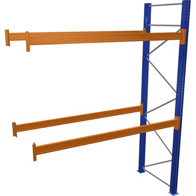 Palettenregal, blau/orange, HxBxT 3500 x 2700 x 1100 mm, Fachlast 3072 kg, Anbauregal SCHULTE Palettenregal, blau/orange, HxBxT 3500 x 2700 x 1100 mm, Fachlast 3072 kg, Anbauregal SCHULTE