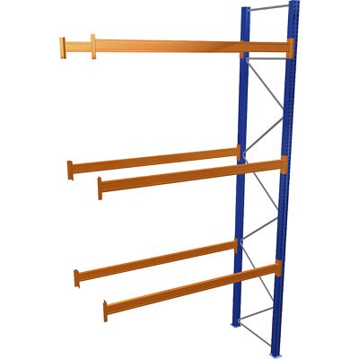 Palettenregal, blau/orange, HxBxT 5000 x 2700 x 1100 mm, Fachlast 3072 kg, Anbauregal SCHULTE Palettenregal, blau/orange, HxBxT 5000 x 2700 x 1100 mm, Fachlast 3072 kg, Anbauregal SCHULTE