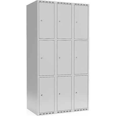 kaiserkraft 3er-Schließfachschrank Fydor, 3 Abteile, lichtgrau, B 900 mm, flache Dachform, Zylinderschloss kaiserkraft 3er-Schließfachschrank Fydor, 3 Abteile, lichtgrau, B 900 mm, flache Dachform, Zylinderschloss