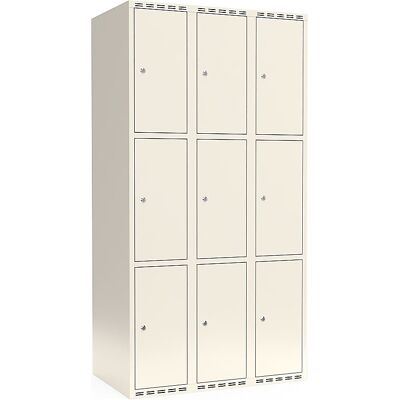 kaiserkraft 3er-Schließfachschrank Fydor, 3 Abteile, weiß, B 900 mm, flache Dachform, Zylinderschloss kaiserkraft 3er-Schließfachschrank Fydor, 3 Abteile, weiß, B 900 mm, flache Dachform, Zylinderschloss