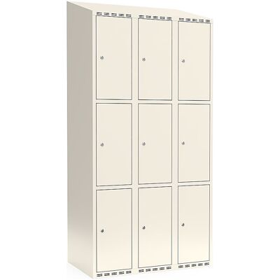 kaiserkraft 3er-Schließfachschrank Fydor, 3 Abteile, weiß, B 900 mm, schräge Dachform, Zylinderschloss kaiserkraft 3er-Schließfachschrank Fydor, 3 Abteile, weiß, B 900 mm, schräge Dachform, Zylinderschloss