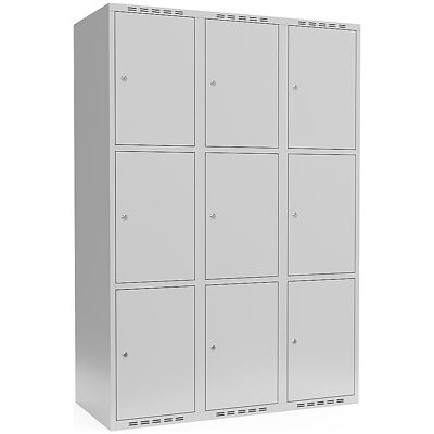 kaiserkraft 3er-Schließfachschrank Fydor, 3 Abteile, lichtgrau, B 1200 mm, flache Dachform, Zylinderschloss kaiserkraft 3er-Schließfachschrank Fydor, 3 Abteile, lichtgrau, B 1200 mm, flache Dachform, Zylinderschloss