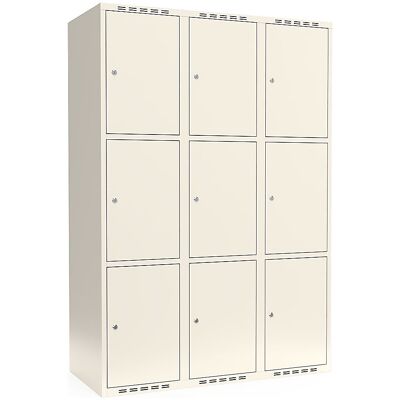 kaiserkraft 3er-Schließfachschrank Fydor, 3 Abteile, weiß, B 1200 mm, flache Dachform, Zylinderschloss kaiserkraft 3er-Schließfachschrank Fydor, 3 Abteile, weiß, B 1200 mm, flache Dachform, Zylinderschloss