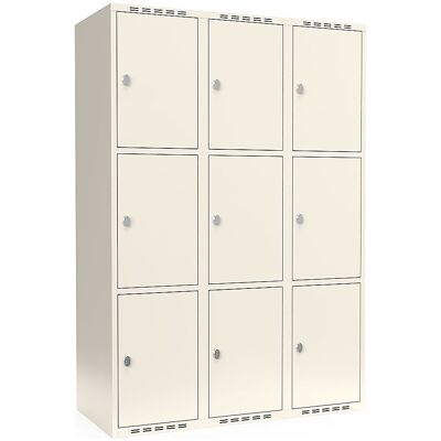 kaiserkraft 3er-Schließfachschrank Fydor, 3 Abteile, weiß, B 1200 mm, flache Dachform, Vorhängeschloss kaiserkraft 3er-Schließfachschrank Fydor, 3 Abteile, weiß, B 1200 mm, flache Dachform, Vorhängeschloss