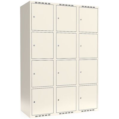 kaiserkraft 4er-Schließfachschrank Fydor, 3 Abteile, weiß, B 1200 mm, flache Dachform, Zylinderschloss kaiserkraft 4er-Schließfachschrank Fydor, 3 Abteile, weiß, B 1200 mm, flache Dachform, Zylinderschloss