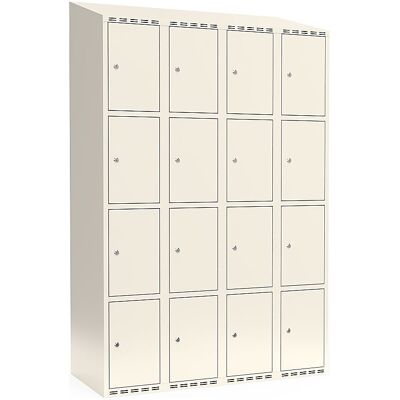 kaiserkraft 4er-Schließfachschrank Fydor, 4 Abteile, weiß, B 1200 mm, schräge Dachform, Zylinderschloss kaiserkraft 4er-Schließfachschrank Fydor, 4 Abteile, weiß, B 1200 mm, schräge Dachform, Zylinderschloss