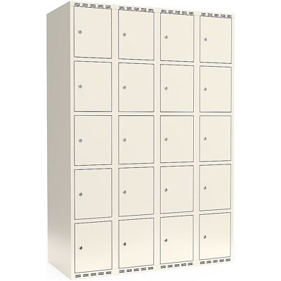 kaiserkraft 5er-Schließfachschrank Fydor, 4 Abteile, weiß, B 1200 mm, flache Dachform, Zylinderschloss kaiserkraft 5er-Schließfachschrank Fydor, 4 Abteile, weiß, B 1200 mm, flache Dachform, Zylinderschloss