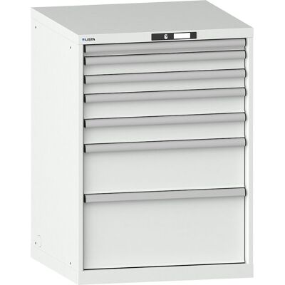 Schubladenschrank, mit Akkuladefunktion, BxTxH 717 x 725 x 1000 mm, 7 Schubladen, 2 x 230V, lichtgrau, CH LISTA Schubladenschrank, mit Akkuladefunktion, BxTxH 717 x 725 x 1000 mm, 7 Schubladen, 2 x 230V, lichtgrau, CH LISTA