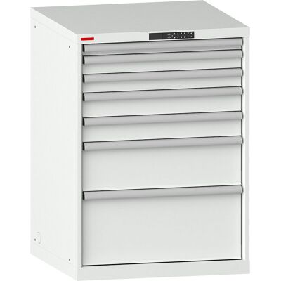 Schubladenschrank, mit Akkuladefunktion, RFID-Schloss, BxTxH 717 x 725 x 1000 mm, 7 Schubladen, 2 x 230V, lichtgrau, CH LISTA Schubladenschrank, mit Akkuladefunktion, RFID-Schloss, BxTxH 717 x 725 x 1000 mm, 7 Schubladen, 2 x 230V, lichtgrau, CH LISTA