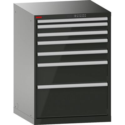 Schubladenschrank, mit Akkuladefunktion, RFID-Schloss, BxTxH 717 x 725 x 1000 mm, 7 Schubladen, 2 x 230V, schwarz, CH LISTA Schubladenschrank, mit Akkuladefunktion, RFID-Schloss, BxTxH 717 x 725 x 1000 mm, 7 Schubladen, 2 x 230V, schwarz, CH LISTA