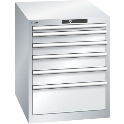 ESD-Schubladenschrank, BxTxH 564 x 725 x 700 mm, 6 Schubladen, Traglast 75 kg, lichtgrau LISTA ESD-Schubladenschrank, BxTxH 564 x 725 x 700 mm, 6 Schubladen, Traglast 75 kg, lichtgrau LISTA