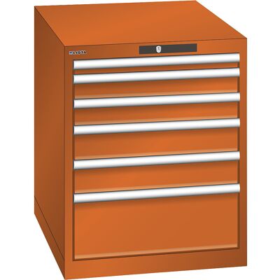 ESD-Schubladenschrank, BxTxH 564 x 725 x 700 mm, 6 Schubladen, Traglast 75 kg, orange LISTA ESD-Schubladenschrank, BxTxH 564 x 725 x 700 mm, 6 Schubladen, Traglast 75 kg, orange LISTA