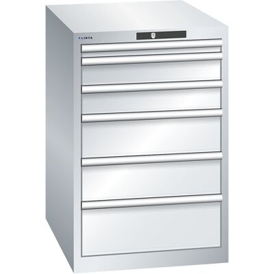 ESD-Schubladenschrank, BxTxH 564 x 725 x 850 mm, 6 Schubladen, Traglast 75 kg, lichtgrau LISTA ESD-Schubladenschrank, BxTxH 564 x 725 x 850 mm, 6 Schubladen, Traglast 75 kg, lichtgrau LISTA