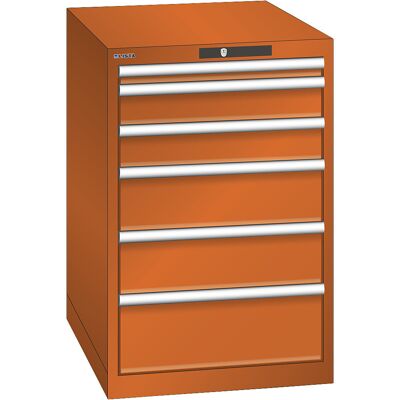 ESD-Schubladenschrank, BxTxH 564 x 725 x 850 mm, 6 Schubladen, Traglast 75 kg, orange LISTA ESD-Schubladenschrank, BxTxH 564 x 725 x 850 mm, 6 Schubladen, Traglast 75 kg, orange LISTA