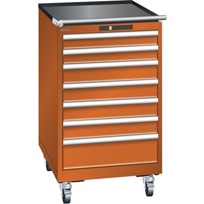 ESD-Schubladenschrank mobil, BxTxH 564 x 725 x 990 mm, 7 Schubladen, 2 x 75 / 4 x 100 / 1 x 150 mm, orange LISTA ESD-Schubladenschrank mobil, BxTxH 564 x 725 x 990 mm, 7 Schubladen, 2 x 75 / 4 x 100 / 1 x 150 mm, orange LISTA