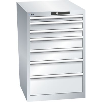 ESD-Schubladenschrank, BxTxH 564 x 725 x 850 mm, 7 Schubladen, Traglast 75 kg, lichtgrau LISTA ESD-Schubladenschrank, BxTxH 564 x 725 x 850 mm, 7 Schubladen, Traglast 75 kg, lichtgrau LISTA