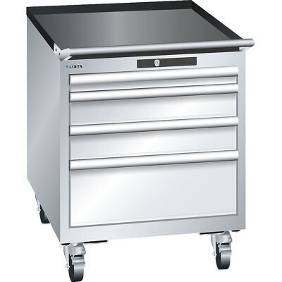 ESD-Schubladenschrank mobil, BxTxH 564 x 725 x 723 mm, 4 Schubladen, 1 x 50 / 2 x 100 / 1 x 200 mm, lichtgrau LISTA ESD-Schubladenschrank mobil, BxTxH 564 x 725 x 723 mm, 4 Schubladen, 1 x 50 / 2 x 100 / 1 x 200 mm, lichtgrau LISTA