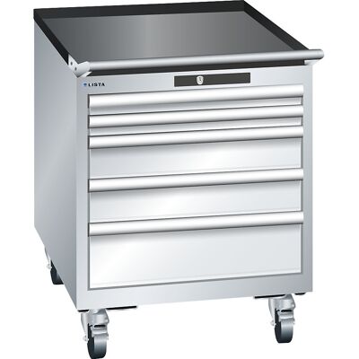 ESD-Schubladenschrank mobil, BxTxH 564 x 725 x 723 mm, 5 Schubladen, 2 x 50 / 2 x 100 / 1 x 150 mm, lichtgrau LISTA ESD-Schubladenschrank mobil, BxTxH 564 x 725 x 723 mm, 5 Schubladen, 2 x 50 / 2 x 100 / 1 x 150 mm, lichtgrau LISTA
