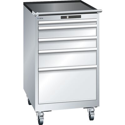 ESD-Schubladenschrank mobil, BxTxH 564 x 725 x 990 mm, 5 Schubladen, 1 x 50 / 2 x 100 / 1 x 150 / 1 x 300 mm, lichtgrau LISTA ESD-Schubladenschrank mobil, BxTxH 564 x 725 x 990 mm, 5 Schubladen, 1 x 50 / 2 x 100 / 1 x 150 / 1 x 300 mm, lichtgrau LISTA