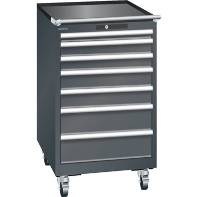 ESD-Schubladenschrank mobil, BxTxH 564 x 725 x 990 mm, 7 Schubladen, 1 x 50 / 2 x 75 / 2 x 100 / 2 x 150 mm, anthrazitgrau LISTA ESD-Schubladenschrank mobil, BxTxH 564 x 725 x 990 mm, 7 Schubladen, 1 x 50 / 2 x 75 / 2 x 100 / 2 x 150 mm, anthrazitgrau LISTA