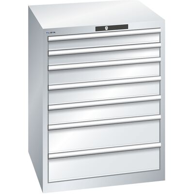 ESD-Schubladenschrank, BxTxH 717 x 725 x 850 mm, 7 Schubladen, Traglast 75 kg, lichtgrau LISTA ESD-Schubladenschrank, BxTxH 717 x 725 x 850 mm, 7 Schubladen, Traglast 75 kg, lichtgrau LISTA