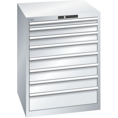 ESD-Schubladenschrank, BxTxH 717 x 725 x 850 mm, 8 Schubladen, Traglast 75 kg, lichtgrau LISTA ESD-Schubladenschrank, BxTxH 717 x 725 x 850 mm, 8 Schubladen, Traglast 75 kg, lichtgrau LISTA