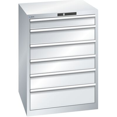 ESD-Schubladenschrank, BxTxH 717 x 725 x 1000 mm, 6 Schubladen, Traglast 75 kg, lichtgrau LISTA ESD-Schubladenschrank, BxTxH 717 x 725 x 1000 mm, 6 Schubladen, Traglast 75 kg, lichtgrau LISTA