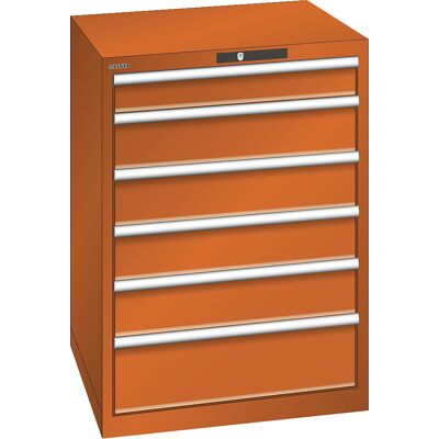 ESD-Schubladenschrank, BxTxH 717 x 725 x 1000 mm, 6 Schubladen, Traglast 75 kg, orange LISTA ESD-Schubladenschrank, BxTxH 717 x 725 x 1000 mm, 6 Schubladen, Traglast 75 kg, orange LISTA