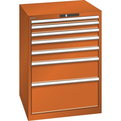 ESD-Schubladenschrank, BxTxH 717 x 725 x 1000 mm, 7 Schubladen, Traglast 75 kg, orange LISTA ESD-Schubladenschrank, BxTxH 717 x 725 x 1000 mm, 7 Schubladen, Traglast 75 kg, orange LISTA