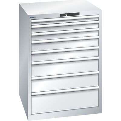 ESD-Schubladenschrank, BxTxH 717 x 725 x 1000 mm, 8 Schubladen, 50/75/100/150/200 mm, Traglast 75 kg, lichtgrau LISTA ESD-Schubladenschrank, BxTxH 717 x 725 x 1000 mm, 8 Schubladen, 50/75/100/150/200 mm, Traglast 75 kg, lichtgrau LISTA