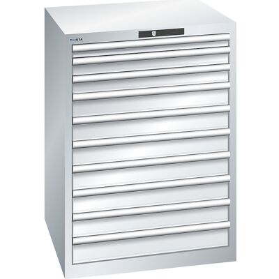 ESD-Schubladenschrank, BxTxH 717 x 725 x 1000 mm, 10 Schubladen, Traglast 75 kg, lichtgrau LISTA ESD-Schubladenschrank, BxTxH 717 x 725 x 1000 mm, 10 Schubladen, Traglast 75 kg, lichtgrau LISTA
