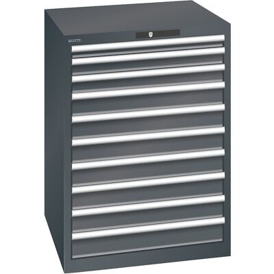 ESD-Schubladenschrank, BxTxH 717 x 725 x 1000 mm, 10 Schubladen, Traglast 75 kg, anthrazitgrau LISTA ESD-Schubladenschrank, BxTxH 717 x 725 x 1000 mm, 10 Schubladen, Traglast 75 kg, anthrazitgrau LISTA