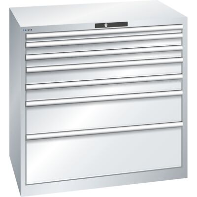 ESD-Schubladenschrank, BxTxH 1023 x 725 x 1000 mm, 7 Schubladen, Traglast 200 kg / 1 x 50 mm mit 75 kg, lichtgrau LISTA ESD-Schubladenschrank, BxTxH 1023 x 725 x 1000 mm, 7 Schubladen, Traglast 200 kg / 1 x 50 mm mit 75 kg, lichtgrau LISTA
