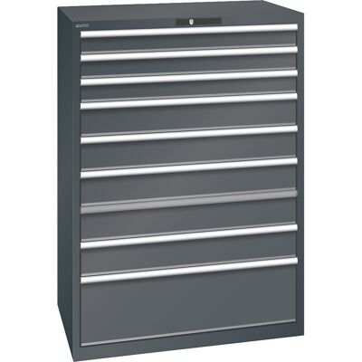 ESD-Schubladenschrank, BxTxH 1023 x 725 x 1450 mm, 9 Schubladen, Traglast 75 kg / 1 x 300 mm mit 200 kg, anthrazitgrau LISTA ESD-Schubladenschrank, BxTxH 1023 x 725 x 1450 mm, 9 Schubladen, Traglast 75 kg / 1 x 300 mm mit 200 kg, anthrazitgrau LISTA