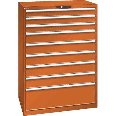 ESD-Schubladenschrank, BxTxH 1023 x 725 x 1450 mm, 9 Schubladen, Traglast 200 kg, orange LISTA ESD-Schubladenschrank, BxTxH 1023 x 725 x 1450 mm, 9 Schubladen, Traglast 200 kg, orange LISTA