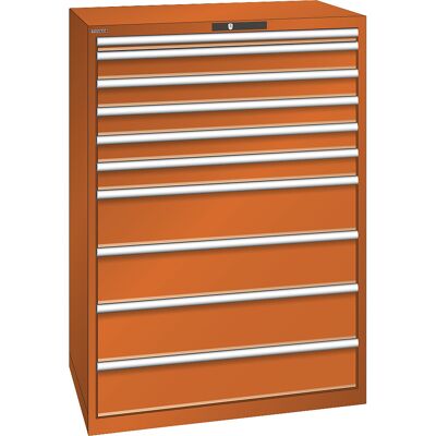 ESD-Schubladenschrank, BxTxH 1023 x 725 x 1450 mm, 10 Schubladen, Traglast 200 kg / 1 x 50 mm mit 75 kg, orange LISTA ESD-Schubladenschrank, BxTxH 1023 x 725 x 1450 mm, 10 Schubladen, Traglast 200 kg / 1 x 50 mm mit 75 kg, orange LISTA