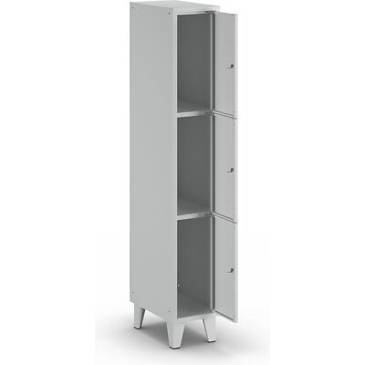 3er-Schließfachschrank München, 1 Abteil, Breite 300 mm, lichtgrau Wolf 3er-Schließfachschrank München, 1 Abteil, Breite 300 mm, lichtgrau Wolf
