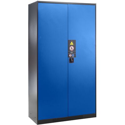 Chemikalienschrank, Tür geschlossen, 3 Fachböden, enzianblau asecos Chemikalienschrank, Tür geschlossen, 3 Fachböden, enzianblau asecos